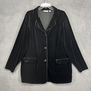 Susan Graver Jacket‎ Womens Plus 2X Black Velvet Evening Blazer